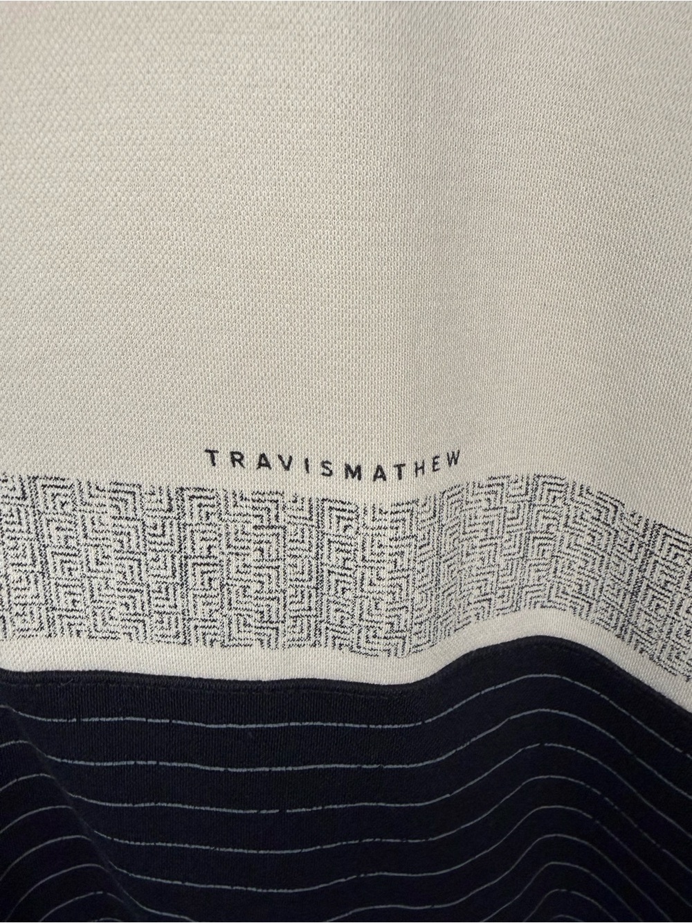 TravisMathew Polo Shirt Mens Large Beige Black Hang Glide Colorblock Golf Casual - Picture 6 of 9